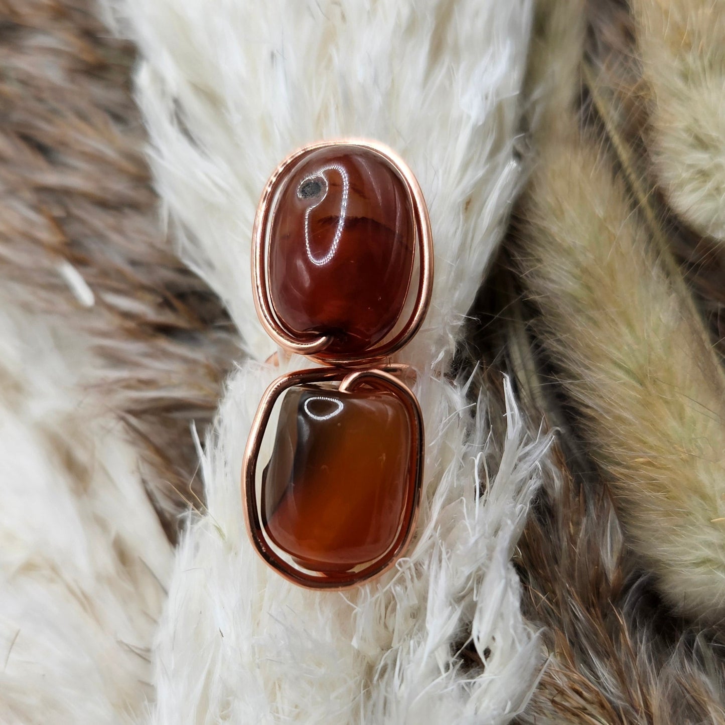 Sunset Ember – Rich Orange Carnelian & Onyx Ring