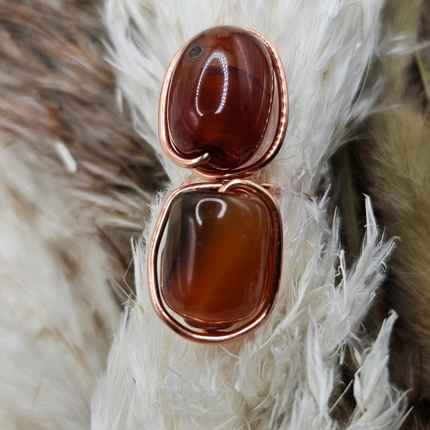 Sunset Ember – Rich Orange Carnelian & Onyx Ring