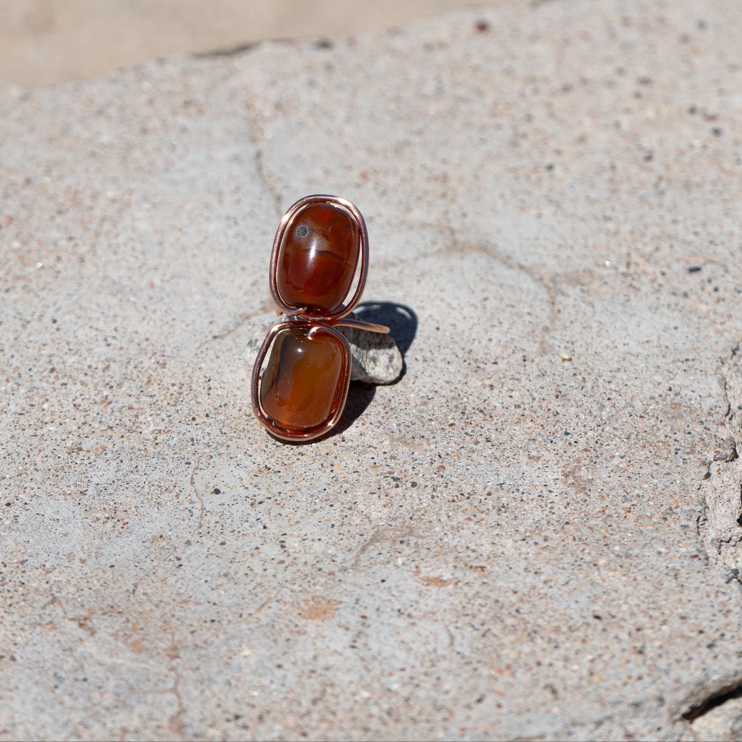 Ruby Blaze – Red Carnelian & Onyx Copper Ring