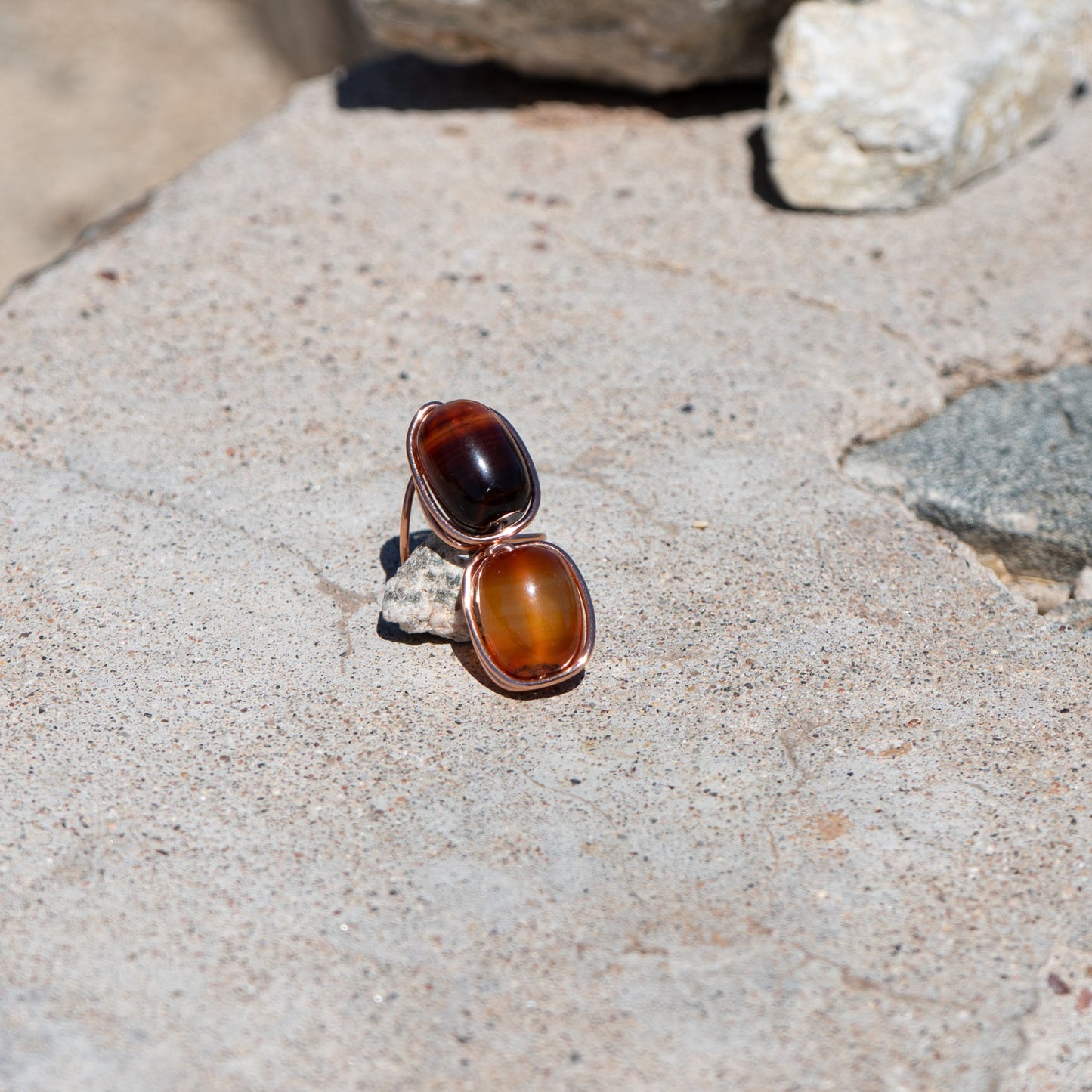 Sunset Ember – Rich Orange Carnelian & Onyx Ring