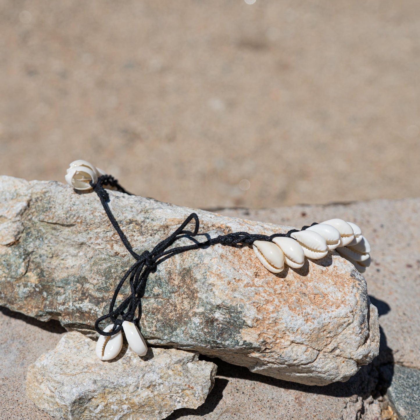 Seaside Stack – Cowrie Shell & Waxed Cord Necklace