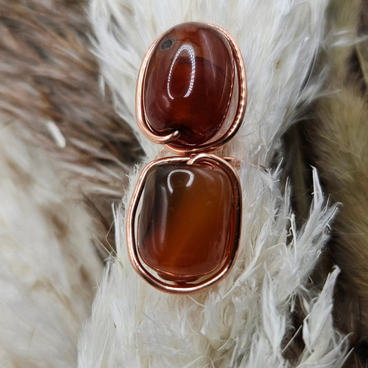 Sunset Ember – Rich Orange Carnelian & Onyx Ring