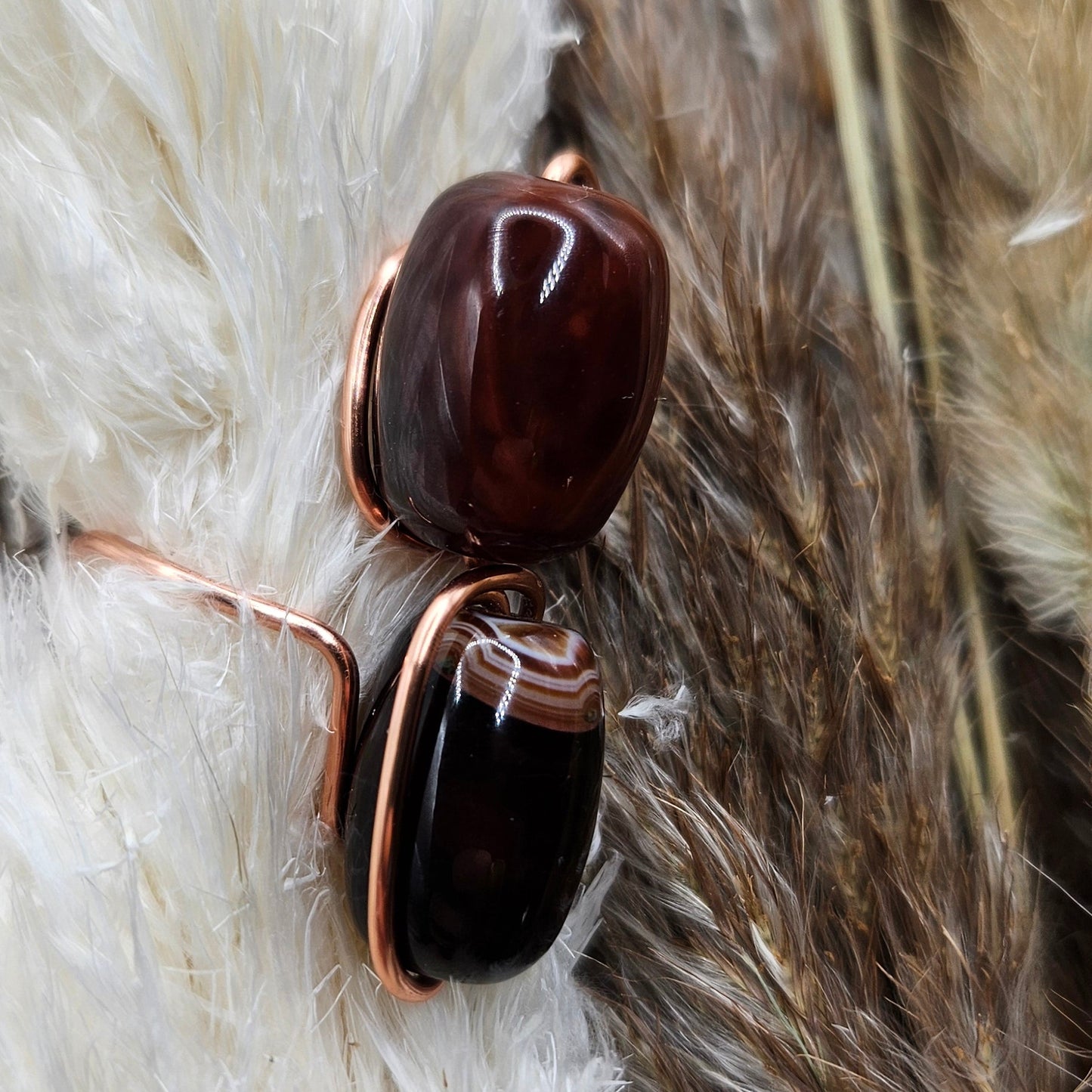 Midnight Flame – Dark Carnelian & Onyx Copper Ring