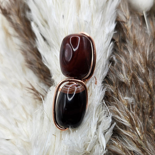 Midnight Flame – Dark Carnelian & Onyx Copper Ring