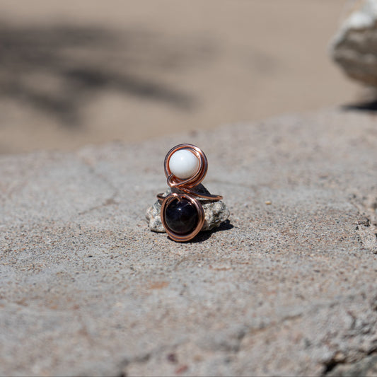 Amethyst Ocean – Copper & White Shell Copper Ring