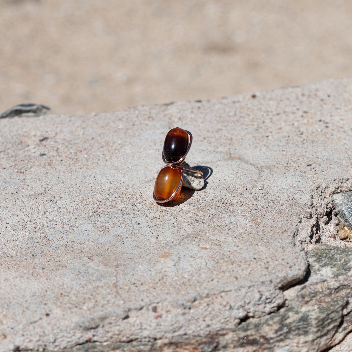 Sunset Ember – Rich Orange Carnelian & Onyx Ring