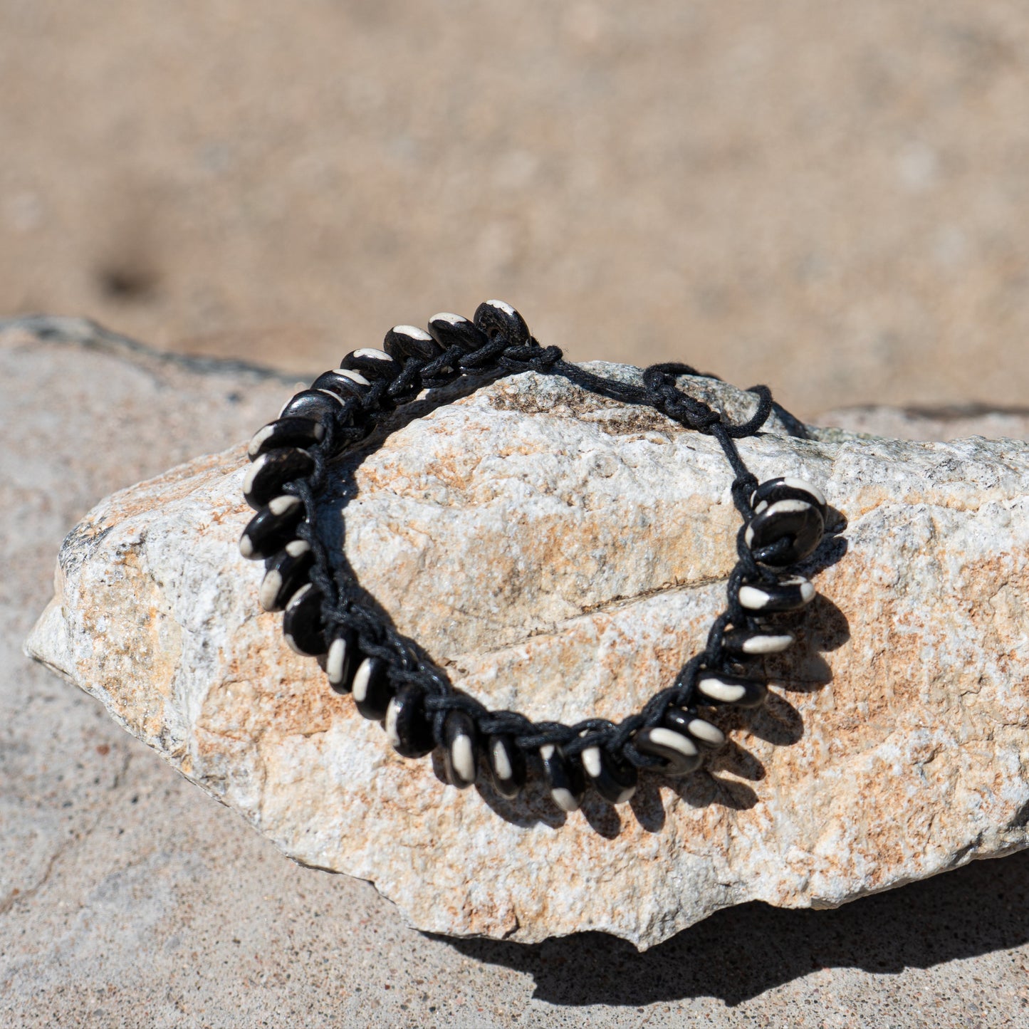 Earth Thread – Waxed Cotton & Bone Bracelet