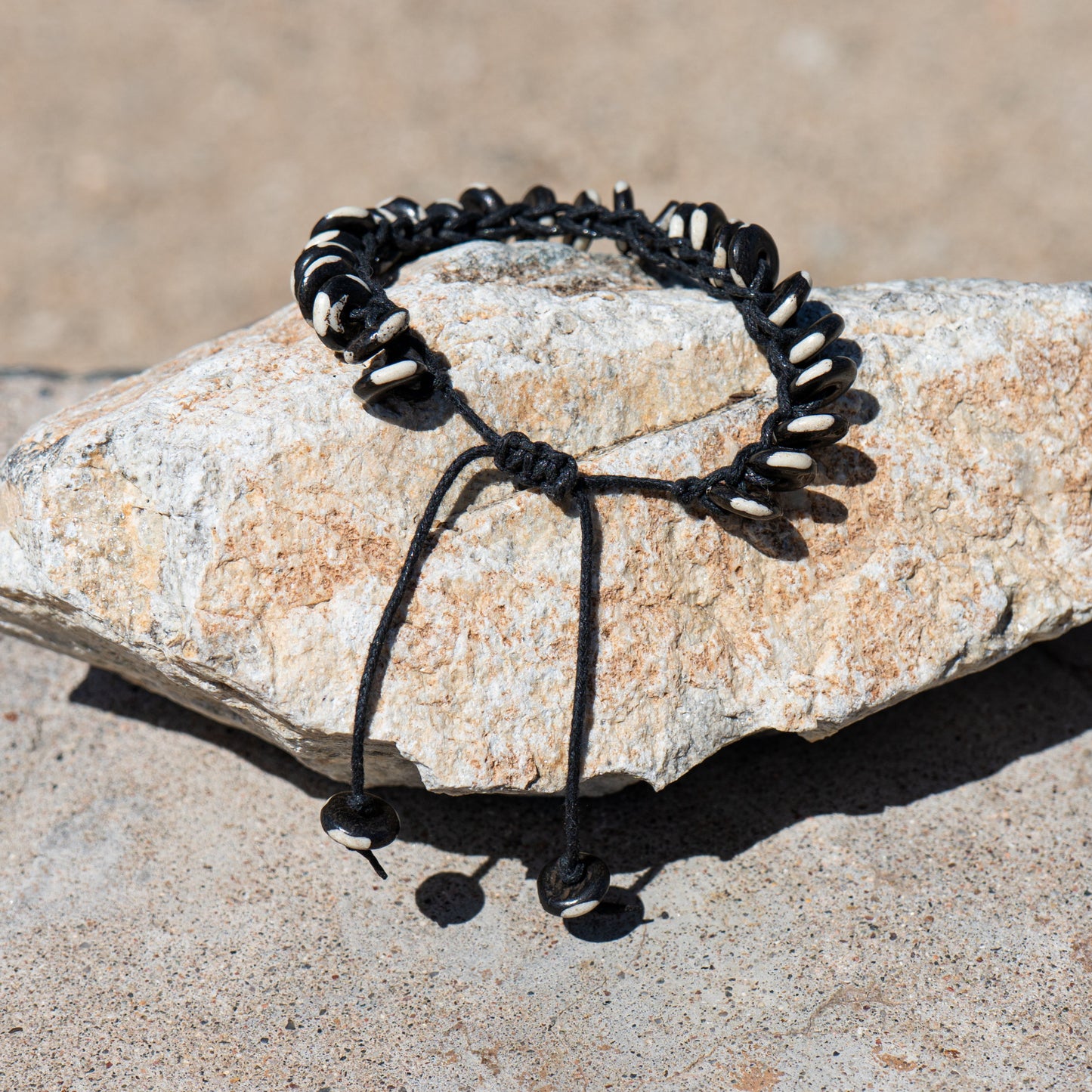 Earth Thread – Waxed Cotton & Bone Bracelet