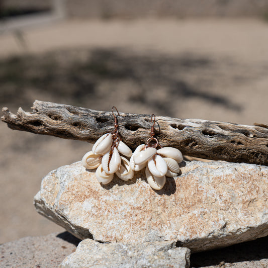 Tidal Cluster – Cowrie Shell Earrings