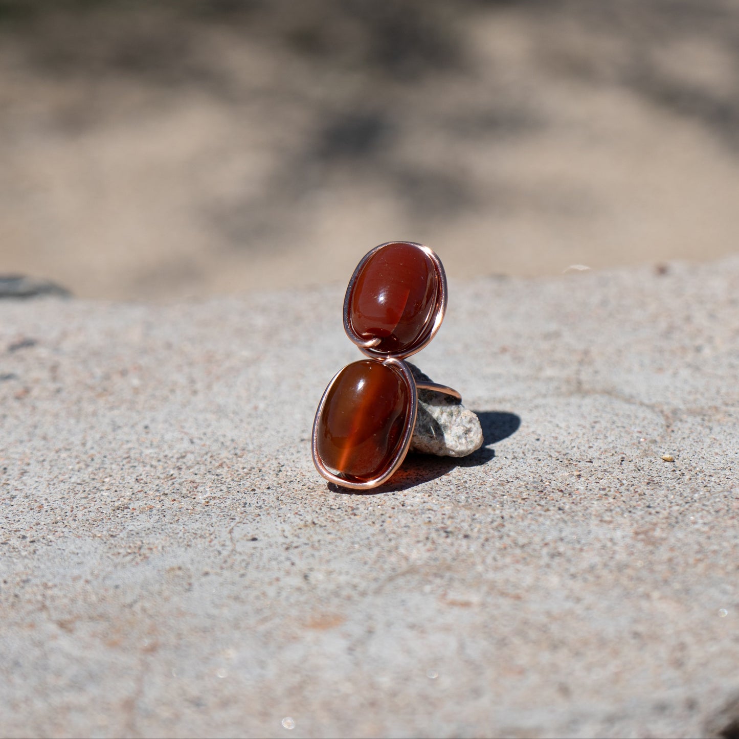 Ruby Blaze – Red Carnelian & Onyx Copper Ring